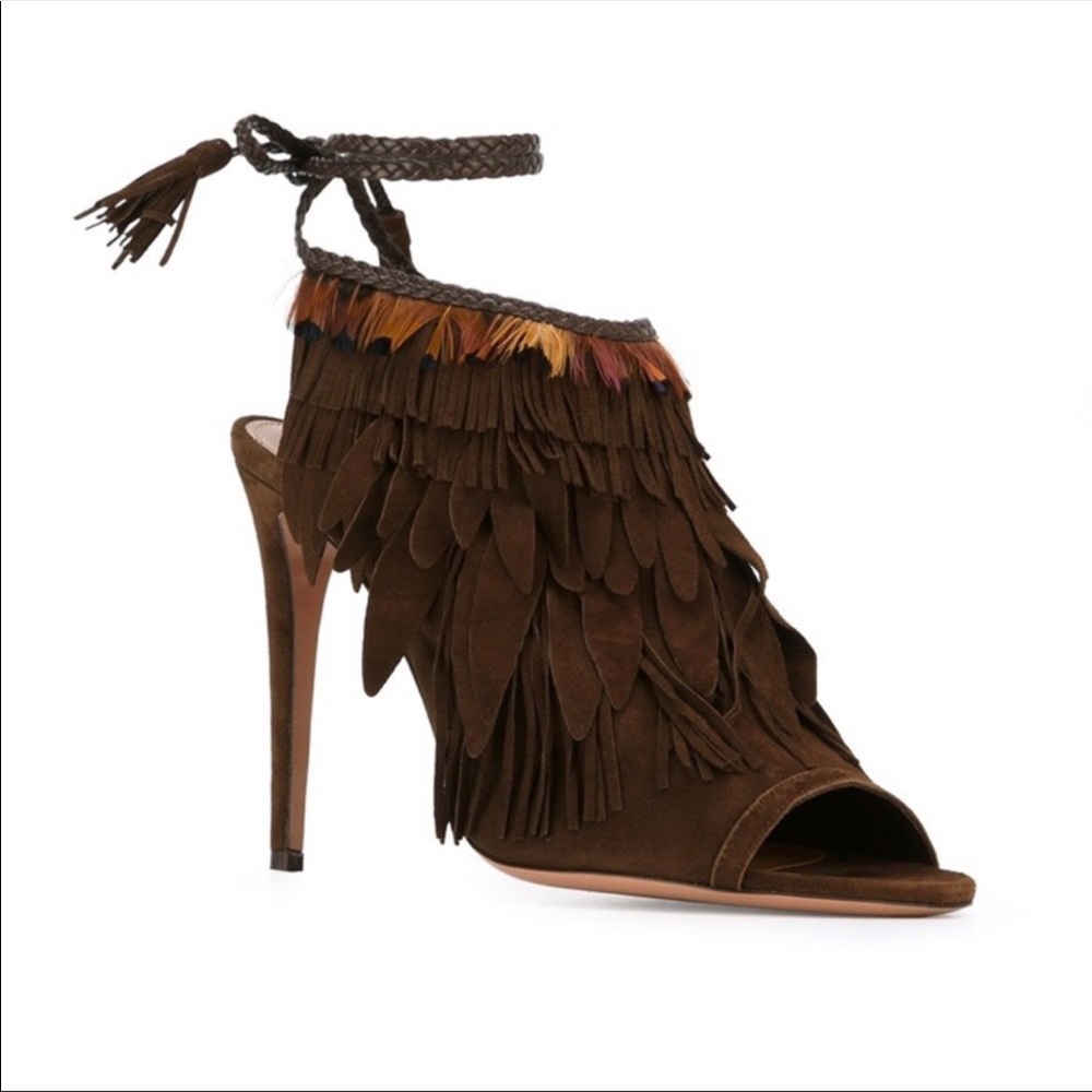 Aquazzura Pocahontas Fringe Suede Tassel Sandal